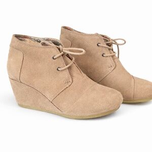 Women's Tan Suede Wedge Ankle Boots Toms